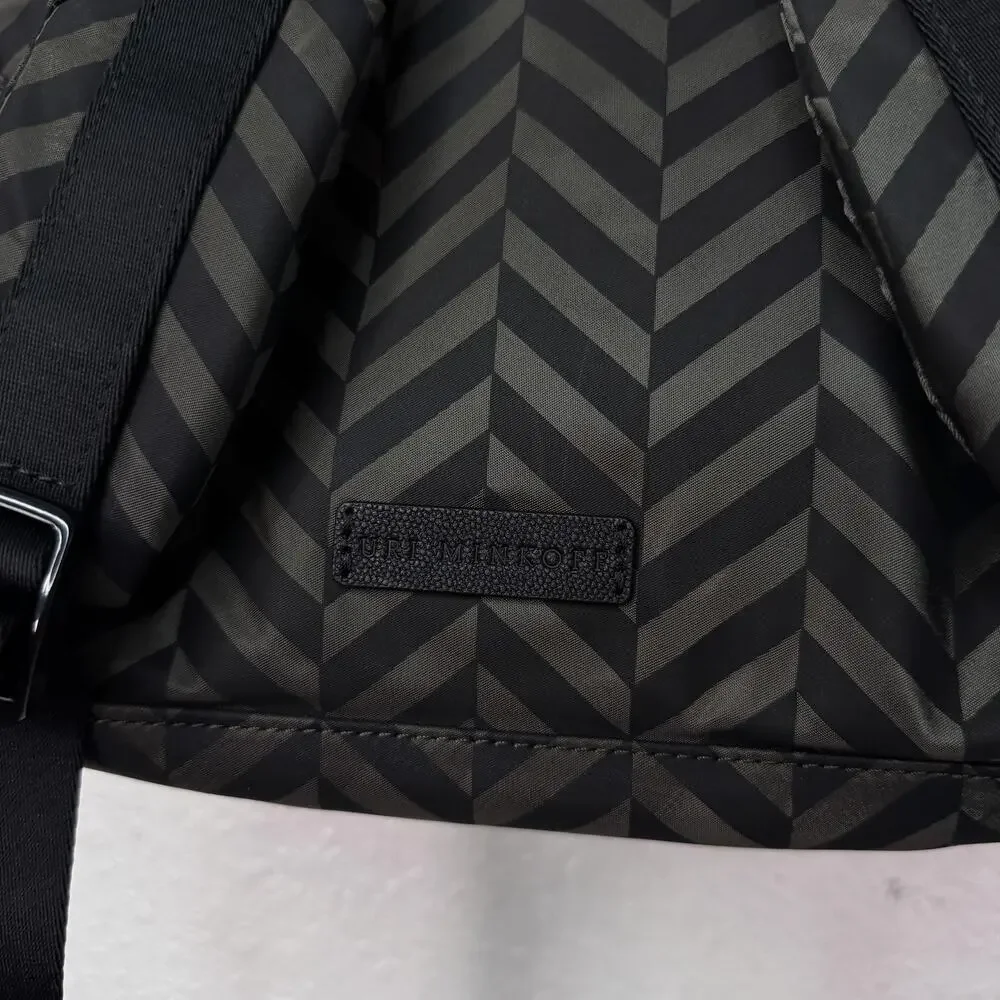 Uri Minkoff Stanton Backpack Laptop Bag Chevron Nylon Black Travel School NEW